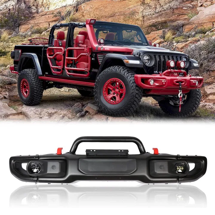

Front Bumper Fit For Jeep Wrangler Gladiator JT Heavy Steel Bumper W/Winch Plate (W/O Fog Lights)