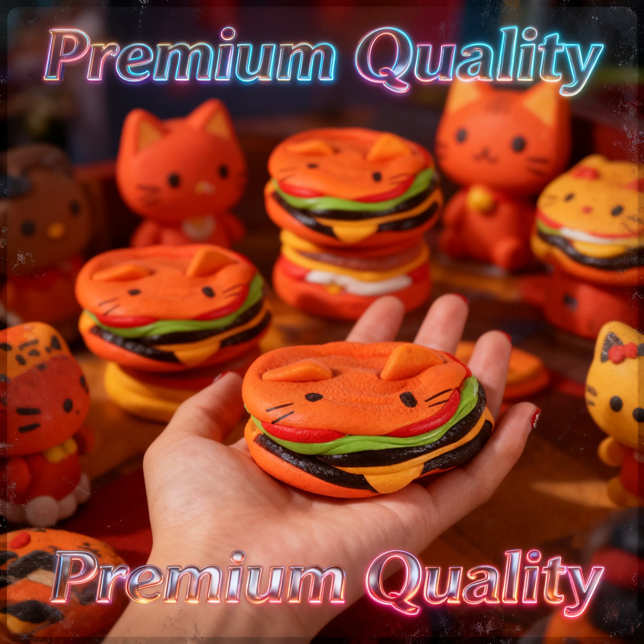 Juguete Antiestrés de PU Suave con Forma de Cara de Gato, Tipo Hamburguesa Gigante, Aromatizado, de Levantamiento Lento, para Apretar, Simulación de Pan, para Bebés y Niños, Regalo de Navidad