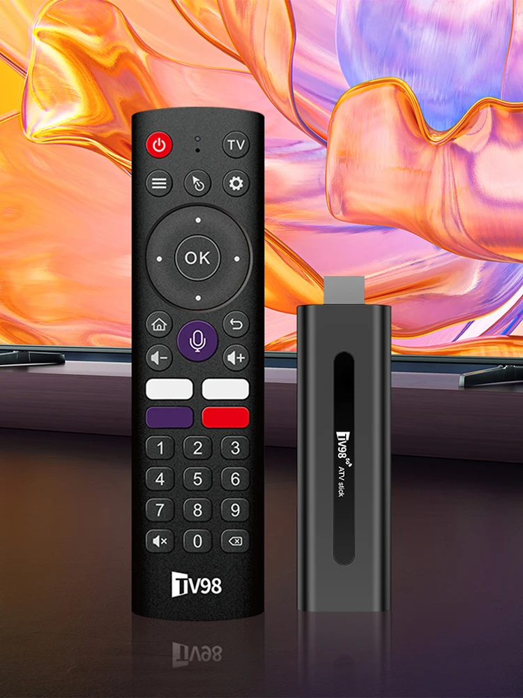 TV98 ATV H313 Mini TV Stick 8K 2.4G/5G WiFi Quad Core BT5.0 Android TV Stick 14.0 Smart TV Stick for Network Media Player
