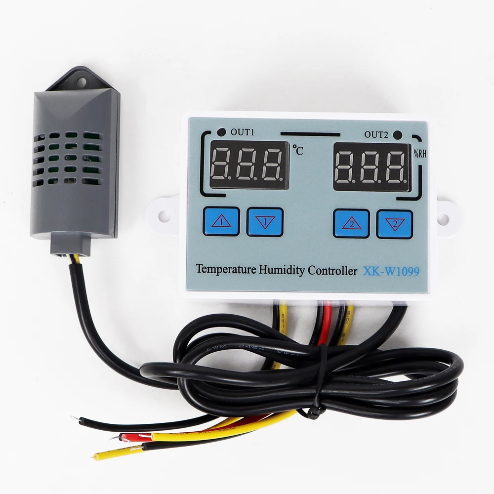 W1099 Dual Display Digital Temperature Humidity Controller AC 110-220V Egg Incubator Regulator Thermostat Humidity Controller