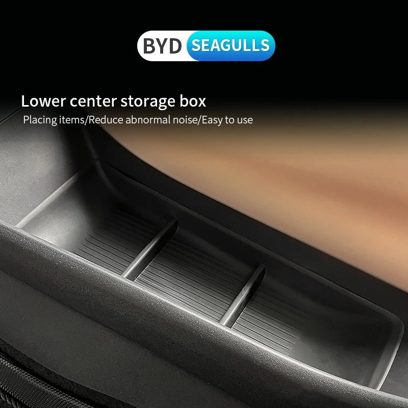 

For Byd Dolphin Mini Seagull Car Center Console Tray Central Lower Layer Storage Box Organizer Accessories Tidying Car Interior