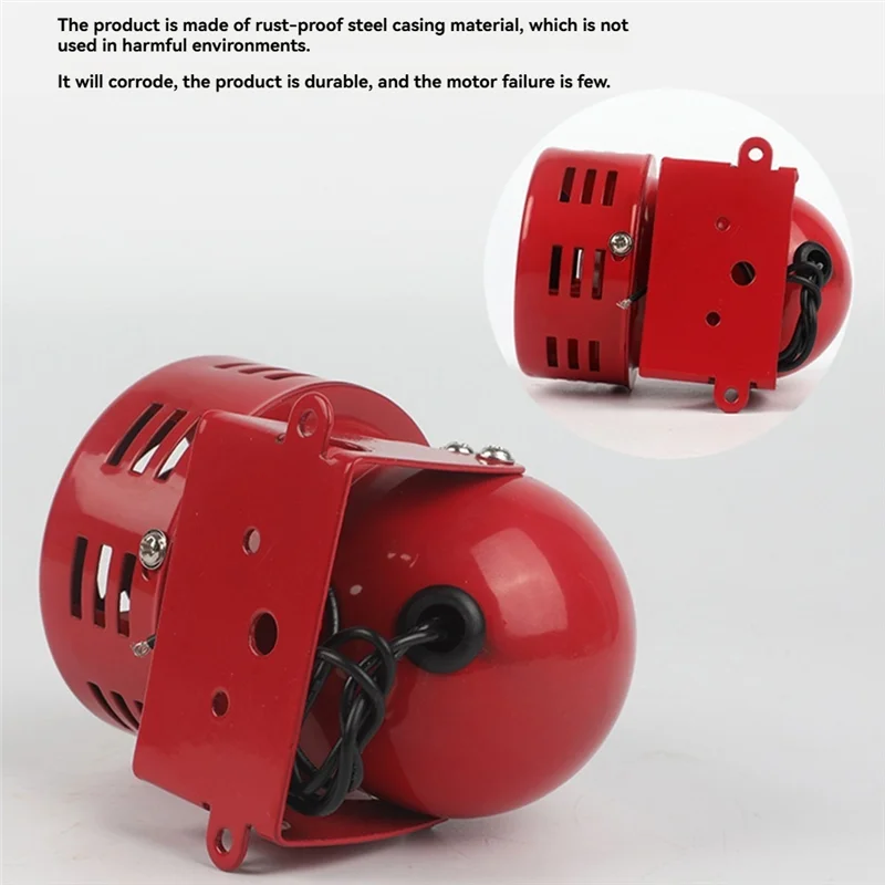 A92Z Red Mini Metal Motor Siren Industrial Alarm Sound Electrical Guard Against Theft 120Db MS-190