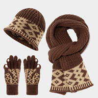 3Pcs Winter Knitted Hat for Women Men Scarf Gloves Set Comfortable Soft Warm Hat Set Outdoor Windproof Ear Protection Riding Set