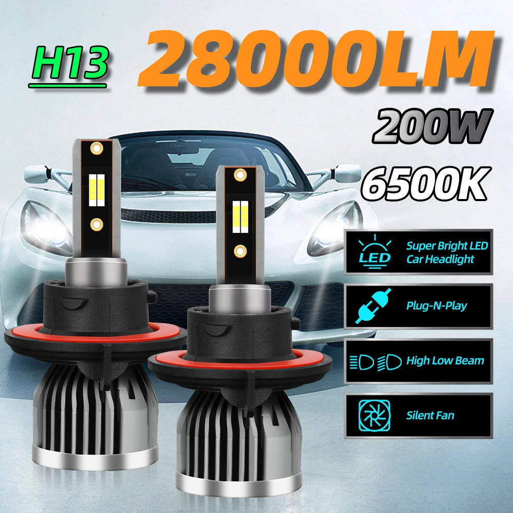 Roadsun H4 H7 H11 9005 9006 LED ad alta potenza 880 9007 9012 H1 H3 bianco freddo Car Styling Auto faro 28000LM 200W 6500K 12V