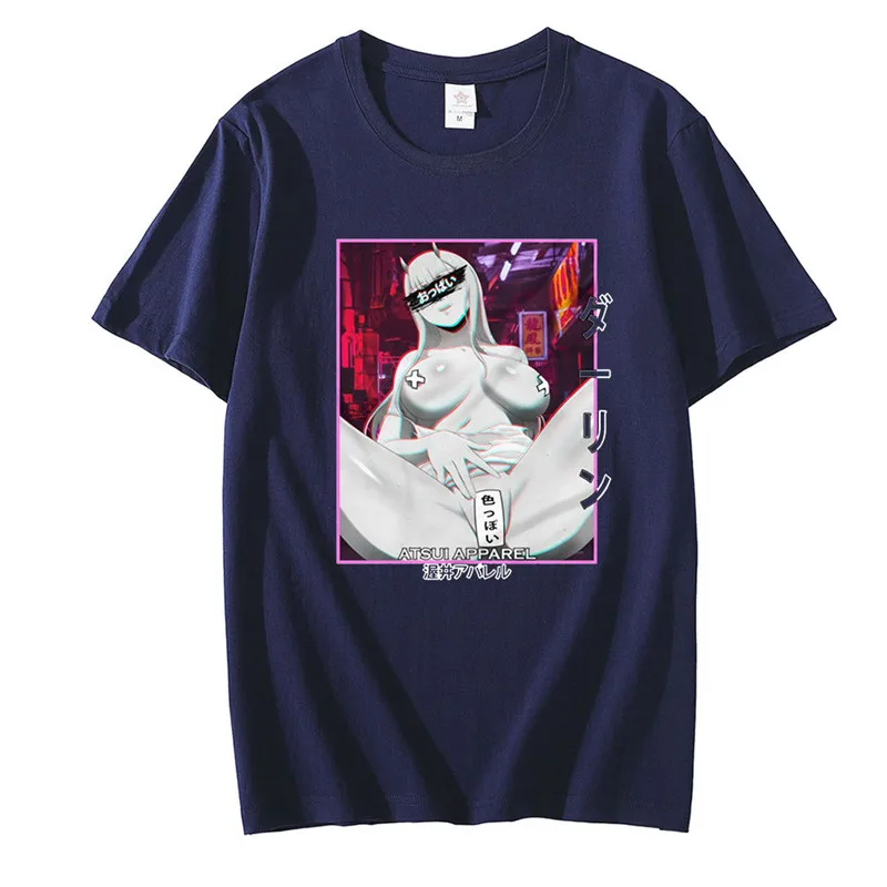 Cool Tshirt Men Darling In The Franxx Tshirt Short Sleeved 100% Cotton Tee Tops O-neck Casual Anime T-shirt Manga Zero Two Shirt