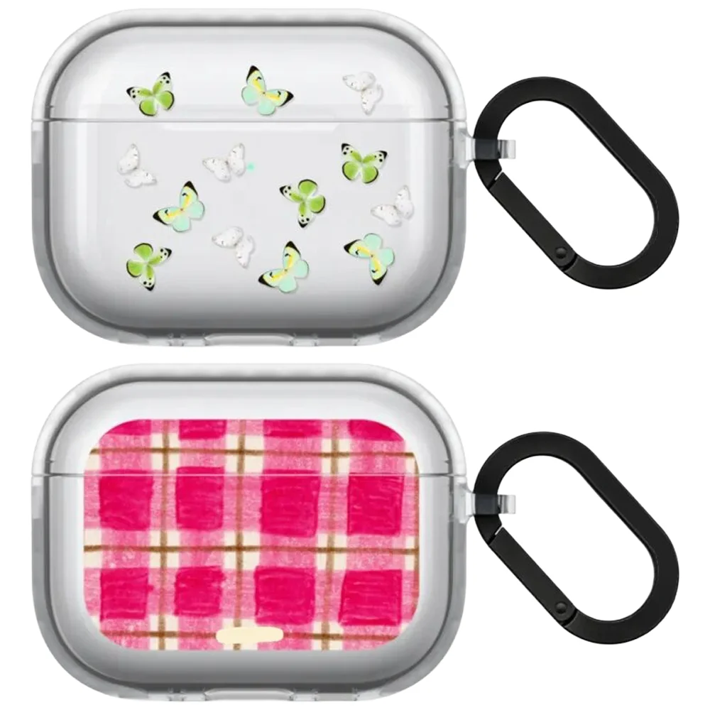 

Simple Grid ButterflyTPU Case for AirPods 3 4 Pro Pro2 Bluetooth Earbuds Protective Earphone Case Cover