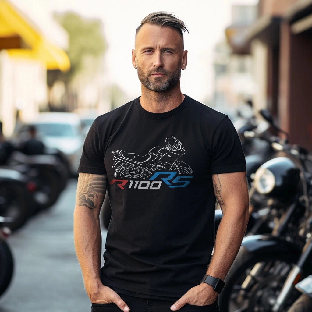 

Лето 2025 г., хлопковая футболка с круглым вырезом и короткими рукавами для мужчин и женщин, футболка BMW R1100RS, мотоциклетная футболка BMW для гонщиков