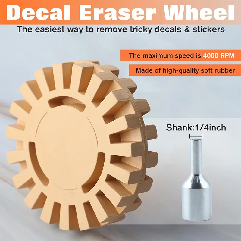 Auto Repair Paint Tool 20mm Polishing Wheel Decal Remover 1/4" Shank Rubber Eraser Whee for Car Glue Stickers and Decals image 4