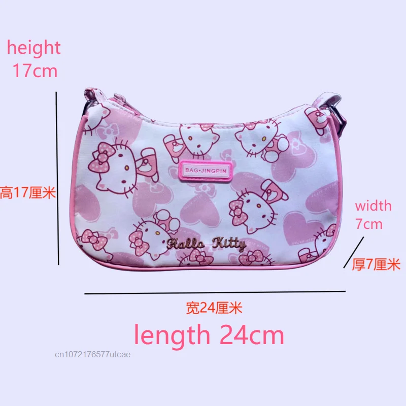 Sanrio Hello Kitty nowa urocza kreskówka torba typu Hobo damska torebka na suwak torebka na ramię mała torebka kreskówka torba pod pachami