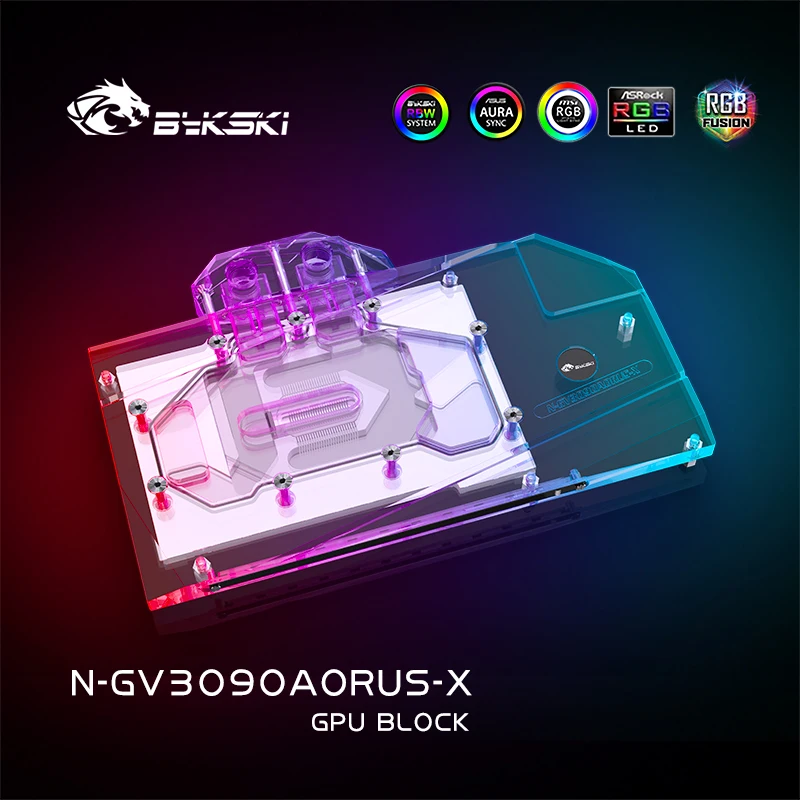 Bykski GPU Blocco di raffreddamento ad acqua personalizzato per Gigabyte GeForce RTX 3090/3080 AORUS, dispositivo di raffreddamento a liquido per scheda grafica Watercooler