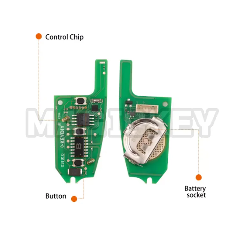 KEYDIY KD B02-3 Metal Button Universal Flip Remote Key 3 Buttons Compatible with Audi Type