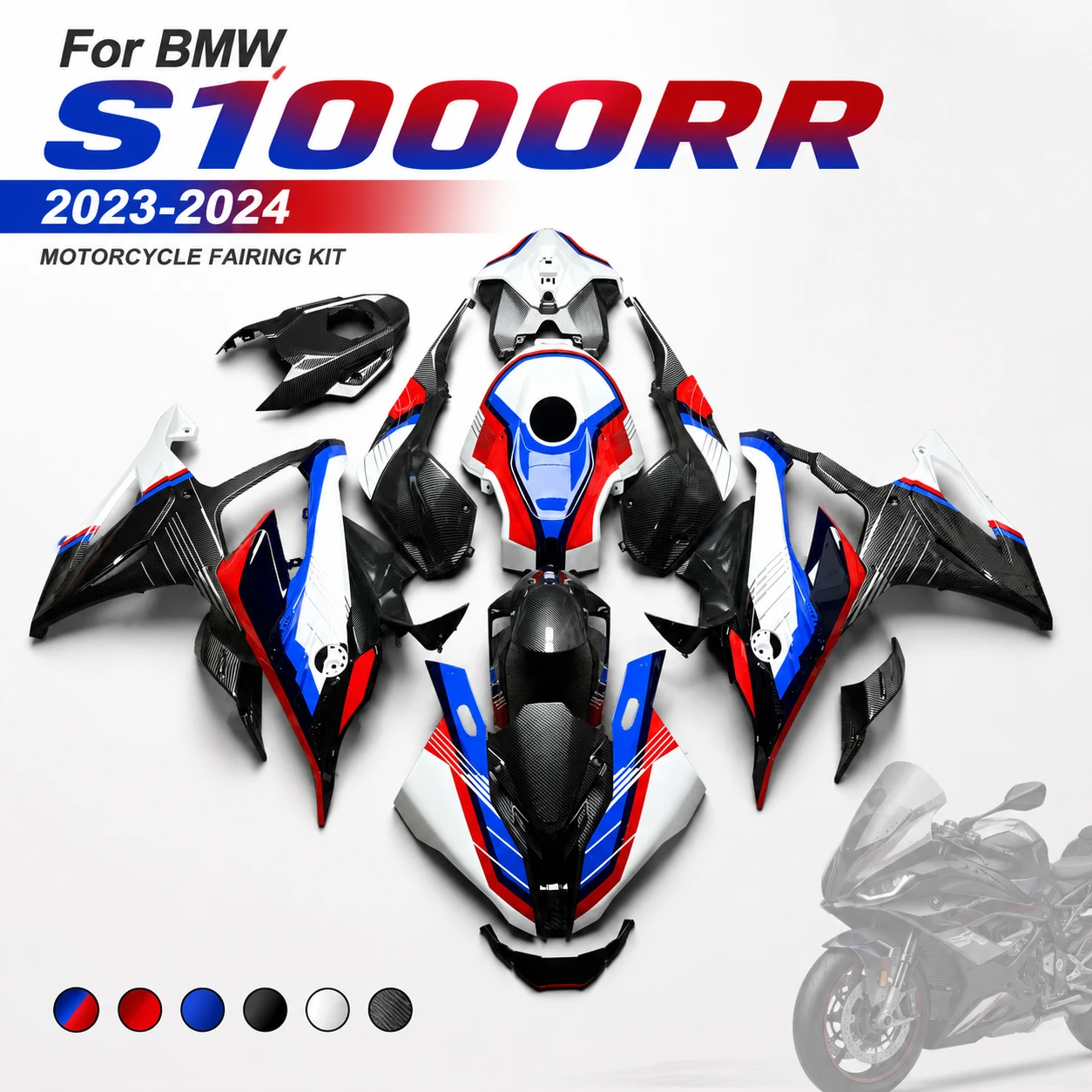 

Motorbike Fairings Set for BMW S1000RR 23-24 High Grade Carbon Fiber Look ABS Plastic Injection Full Body Kit With Windscreen