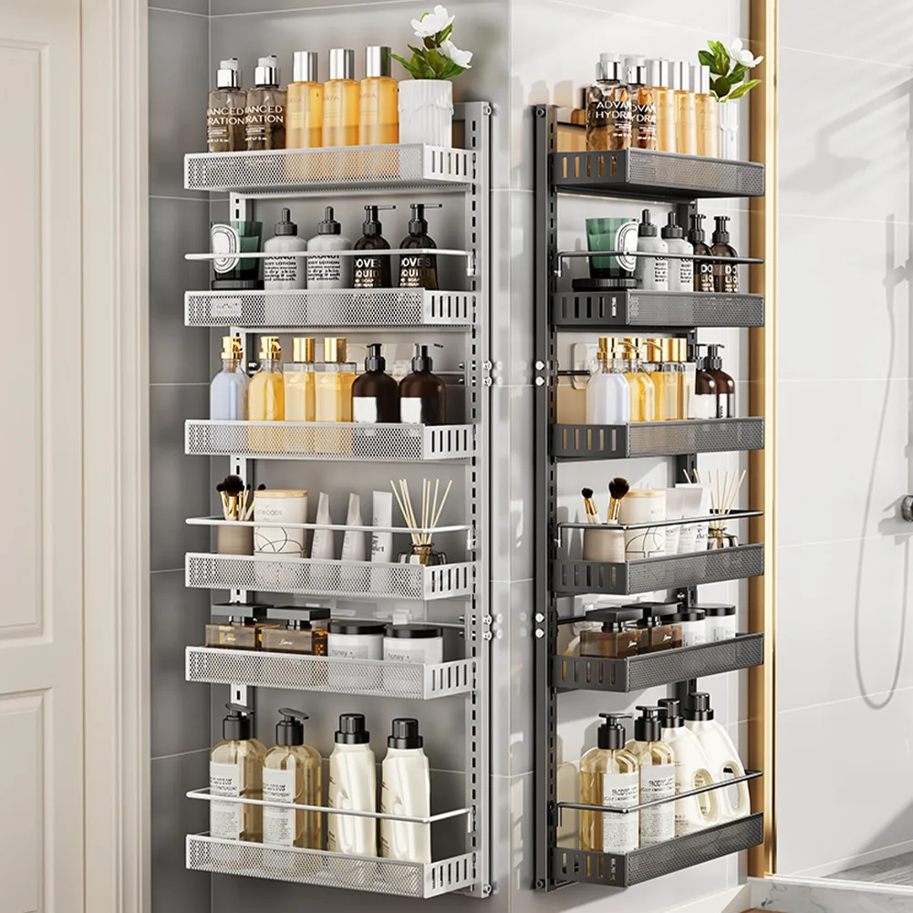 

Over The Door Pantry Organizer, 6-Tier Door Back Hanging Or Wall Mounted Rack Spice Can Organizer Storage For Kitchen Bathroom