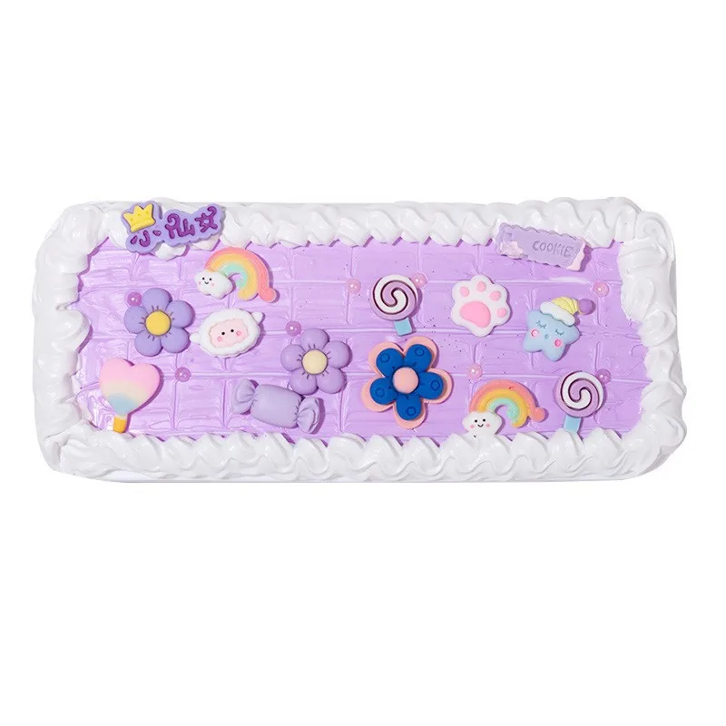 مقلمة محلية الصنع مصنوعة يدويًا من مادة الغراء الكريمي لصنع صندوق أدوات مكتبية مجموعة لطيفة ذات سعة كبيرة لطلاب المدارس الابتدائية