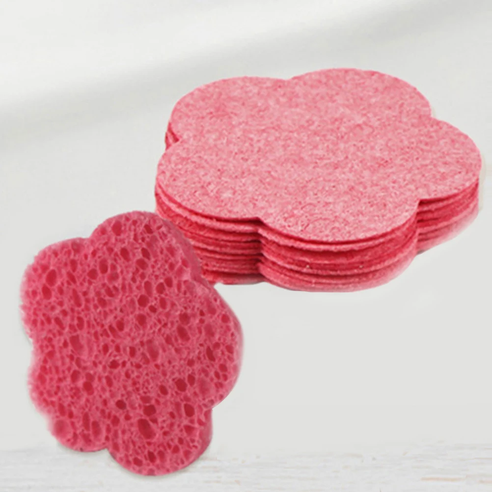 60개입 얼굴 클렌징 패드 압축 꽃 모양 메이크업 제거 스펀지 얼굴 세정용 부드러운 우드 펄프 얼굴 스펀지