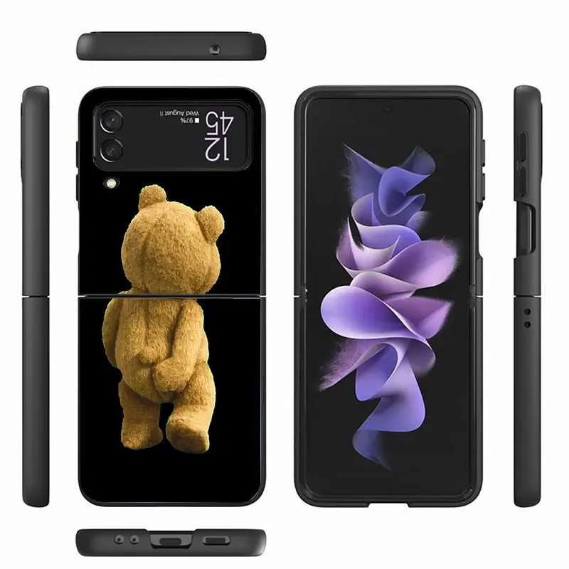 Naughty Cute Bear Funny Mascot Z Flip 4 Z Flip 4 Phnoe Case For Samsung Z Flip 3 5 5G Black Hard Shell Galaxy ZFlip3 ZFlip4 ZFli