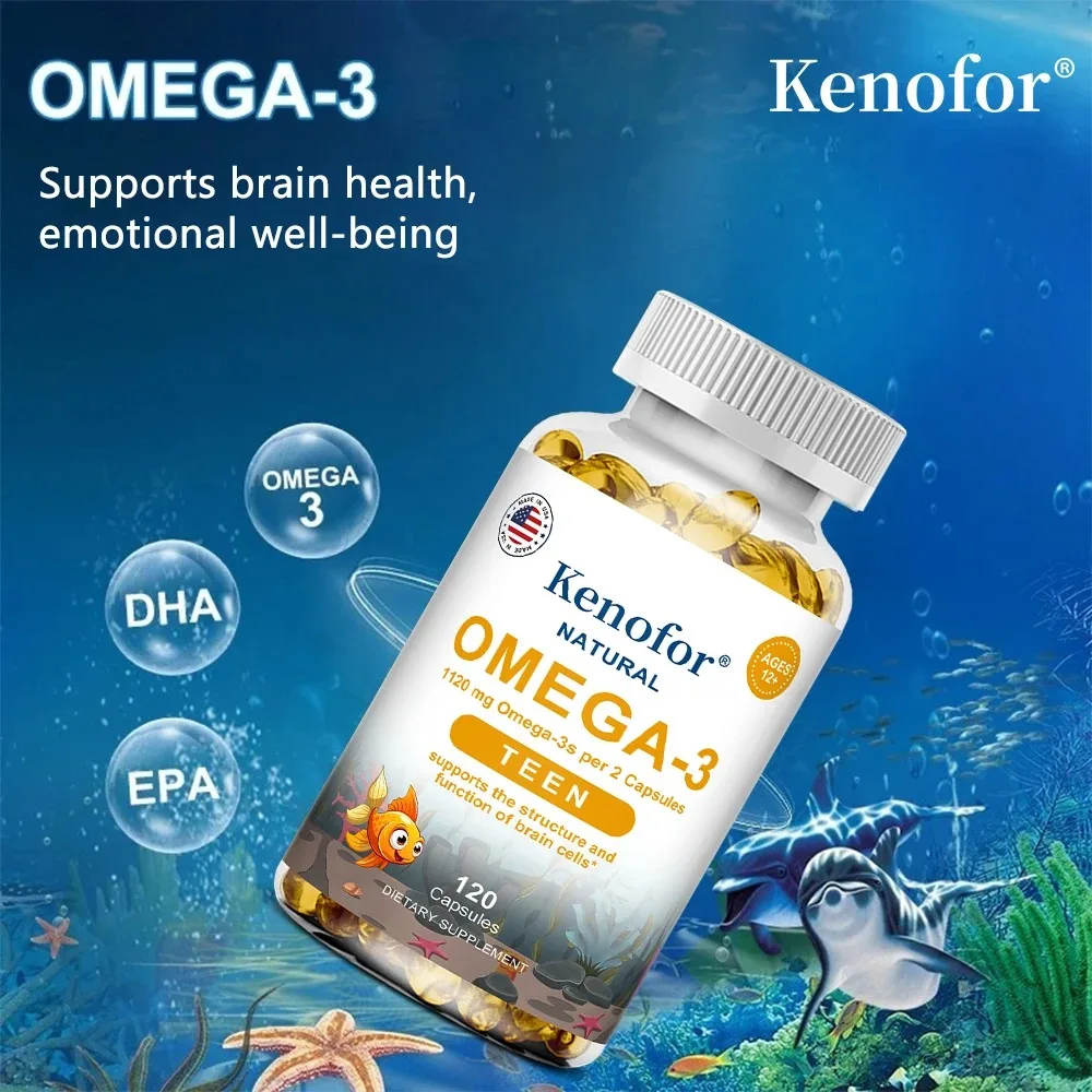 Omega 3 Fish Oil - Relieve Stress, Improve Intelligence, and Support Brain and Nervous System Health, Non-GMO, 120 Capsules