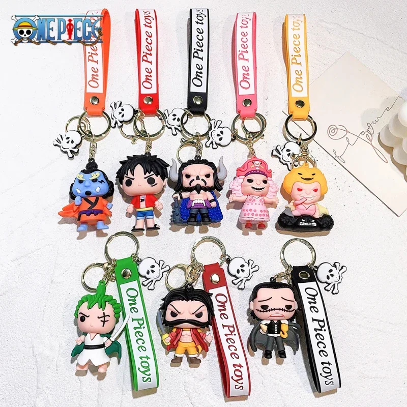 Anime One Piece Keychian Luffy Key Chian Kawaii Zoro Chopper Sanji Nami Model Backpack Pendant Cartoon Doll Car Keyring Gift Toy