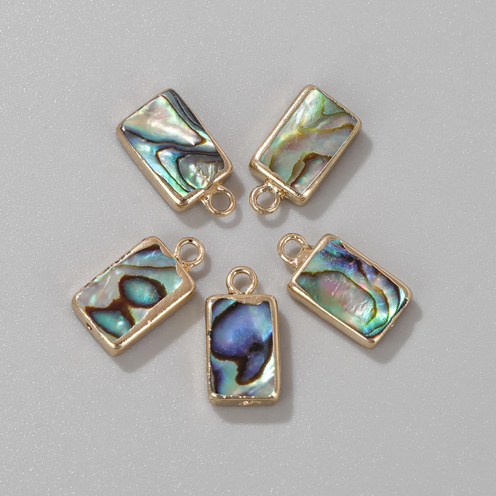 2PCS Natural Abalone Shell Pendant Charms for Jewelry Making