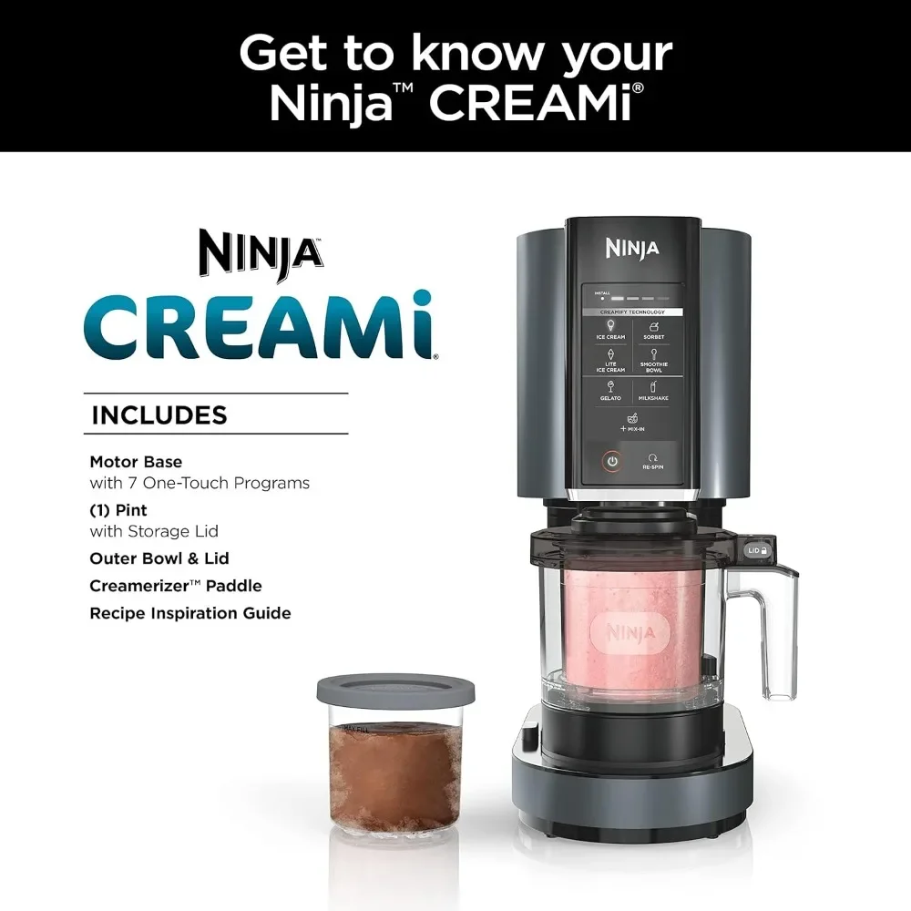 NC299AMZ CREAMi Ice Cream Maker, for Gelato, Mix-ins, Milkshakes, Sorbet, Smoothie Bowls & More, 7 One-Touch Programs