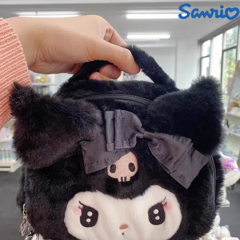 Sanrio Series Kuromi Melody Plush Makeup Bag Storage Bag Kawaii Cartoon Student The Single Shoulder Storage Tote Pack Kids Gift