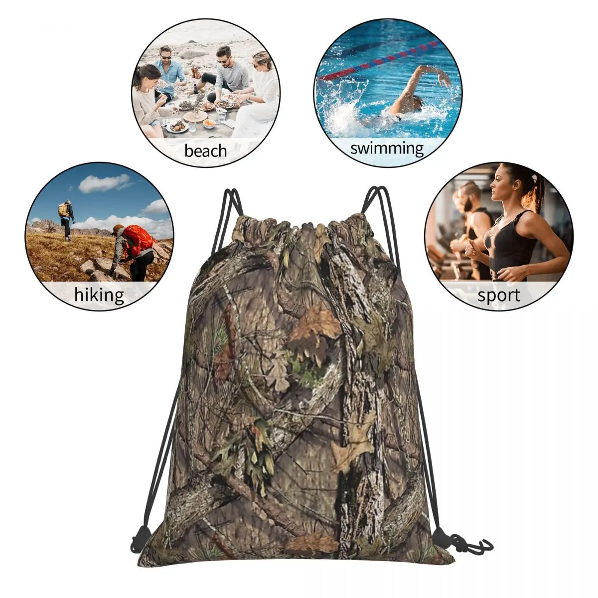 Real Tree Camouflage Backpacks Multi-function Drawstring Bags Drawstring Bundle Pocket Storage Bag Book Bags For Travel Students