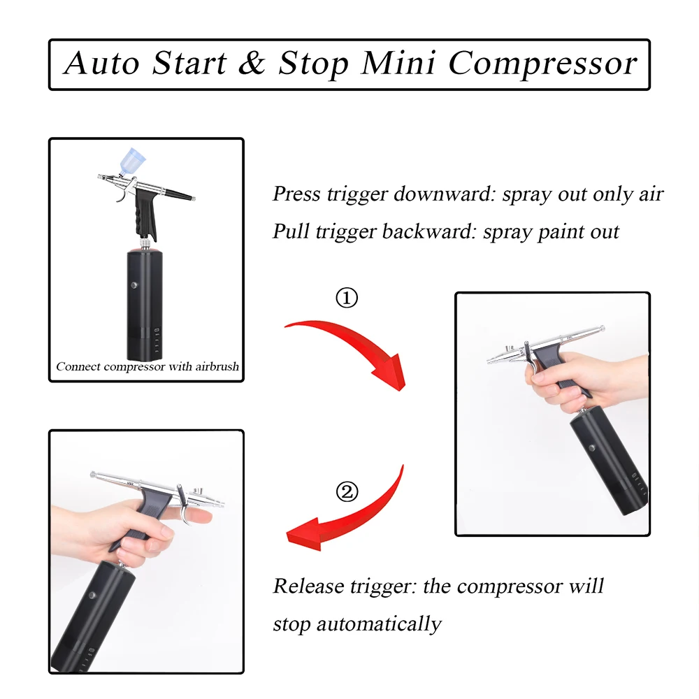 High Quality Cordless Mini Airbrush With Compressor Trigger Gun Cleaning Kit Foundation Makeup Oxygen Infusion Apparatus