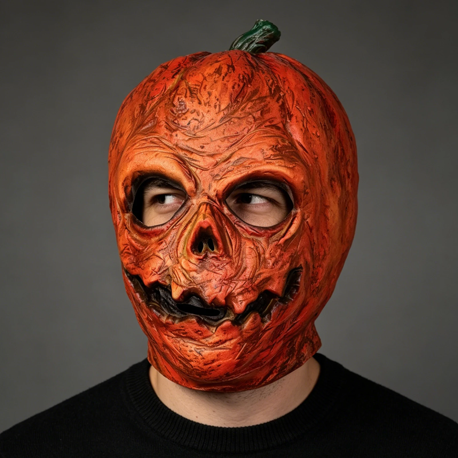 Horror Pumpkin Full-Face Mask, Perfect for Holiday Party Costumes, Ideal for Halloween Pranks, Masquerade Balls, and Carnival Parties view 5