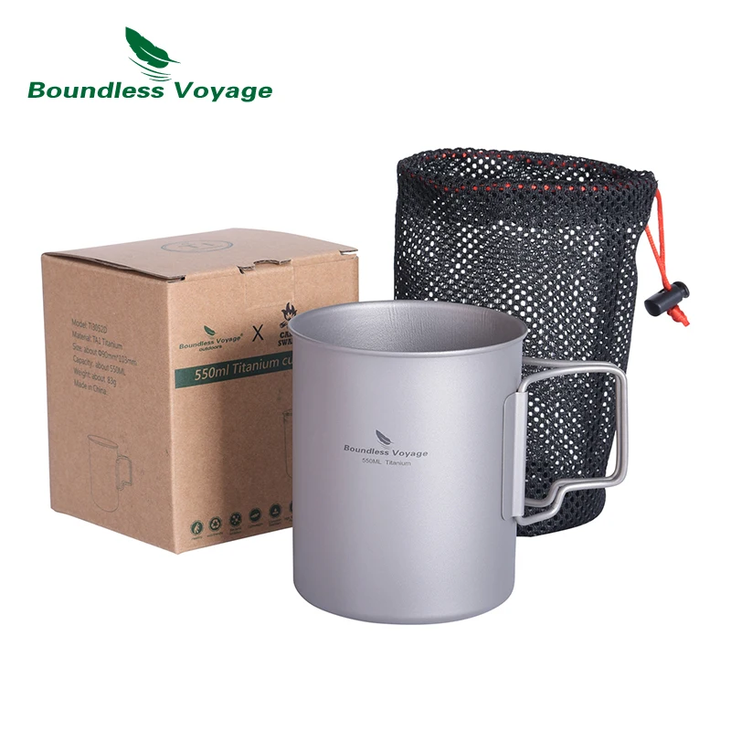 Imagem -05 - Boundless Voyage Titanium Water Cup Acampamento ao ar Livre Café Caneca de Cerveja sem Tampa Pote Ultra Leve Ti3052d 18oz 550ml