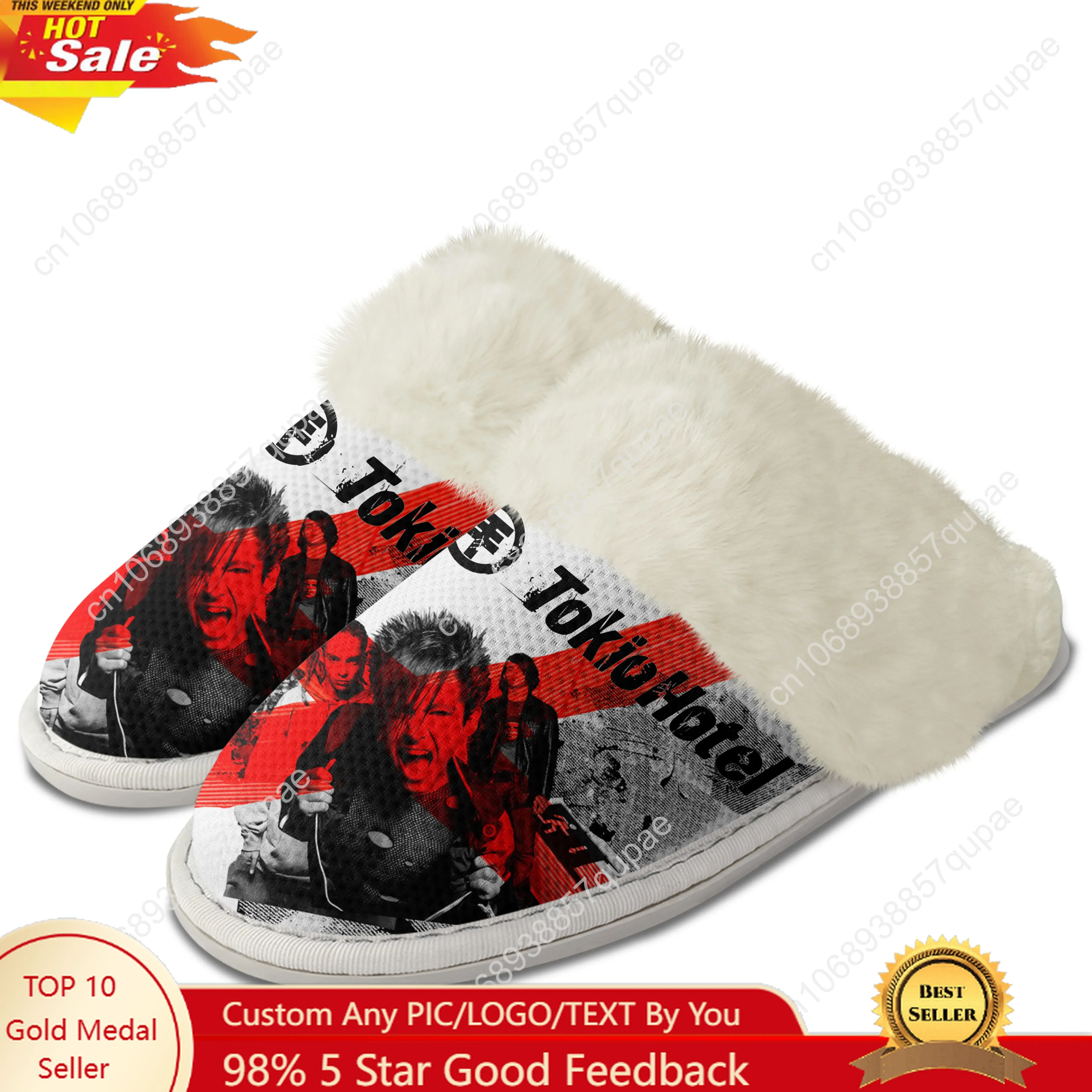 

Tokio Hotel Plush Slippers Keep Shoes Germany Rock Band Mens Womens Home Cotton Bedroom Customized Thermal Lightweight Slipper