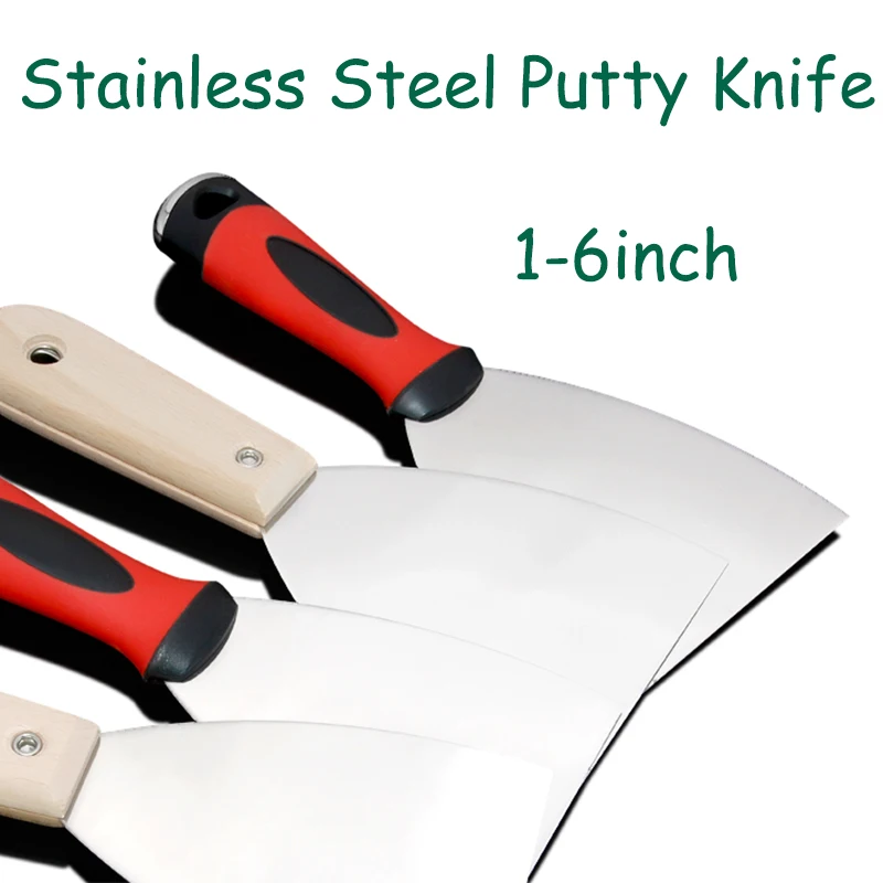 Stainless Steel Putty Knife Wood/Plastic Handle Drywall Scraping Blade Trimming Filling Spatula Plastering Construction Tools