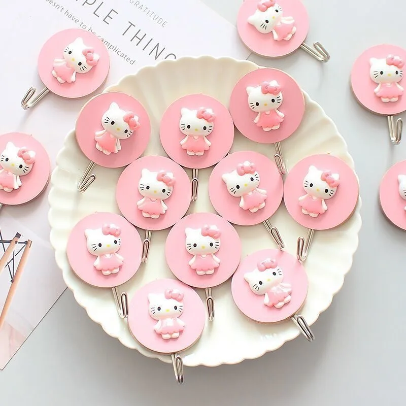 

Hello Kitty Hook Cute Cartoon Wooden Strong Adhesive Hook Bathroom Kitchen Supplies Desktop Decoration Student Gift Wholesale