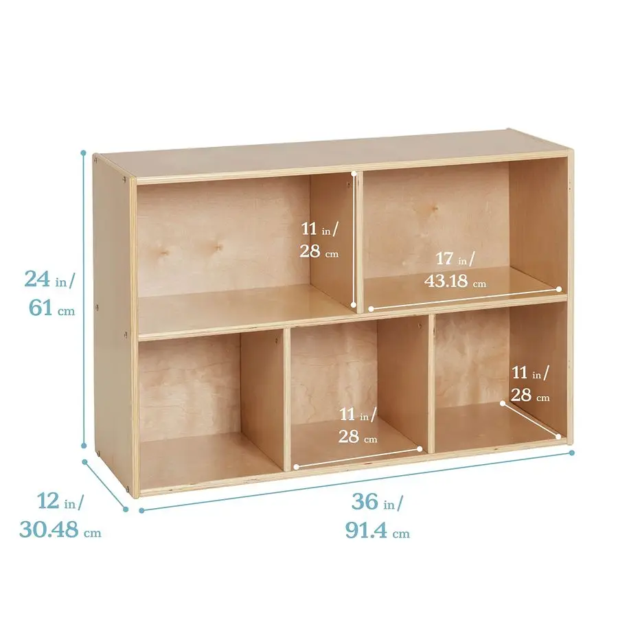 Streamline 5Compartment Storage Cabinet, 24in, Classroom Furniture, Natural