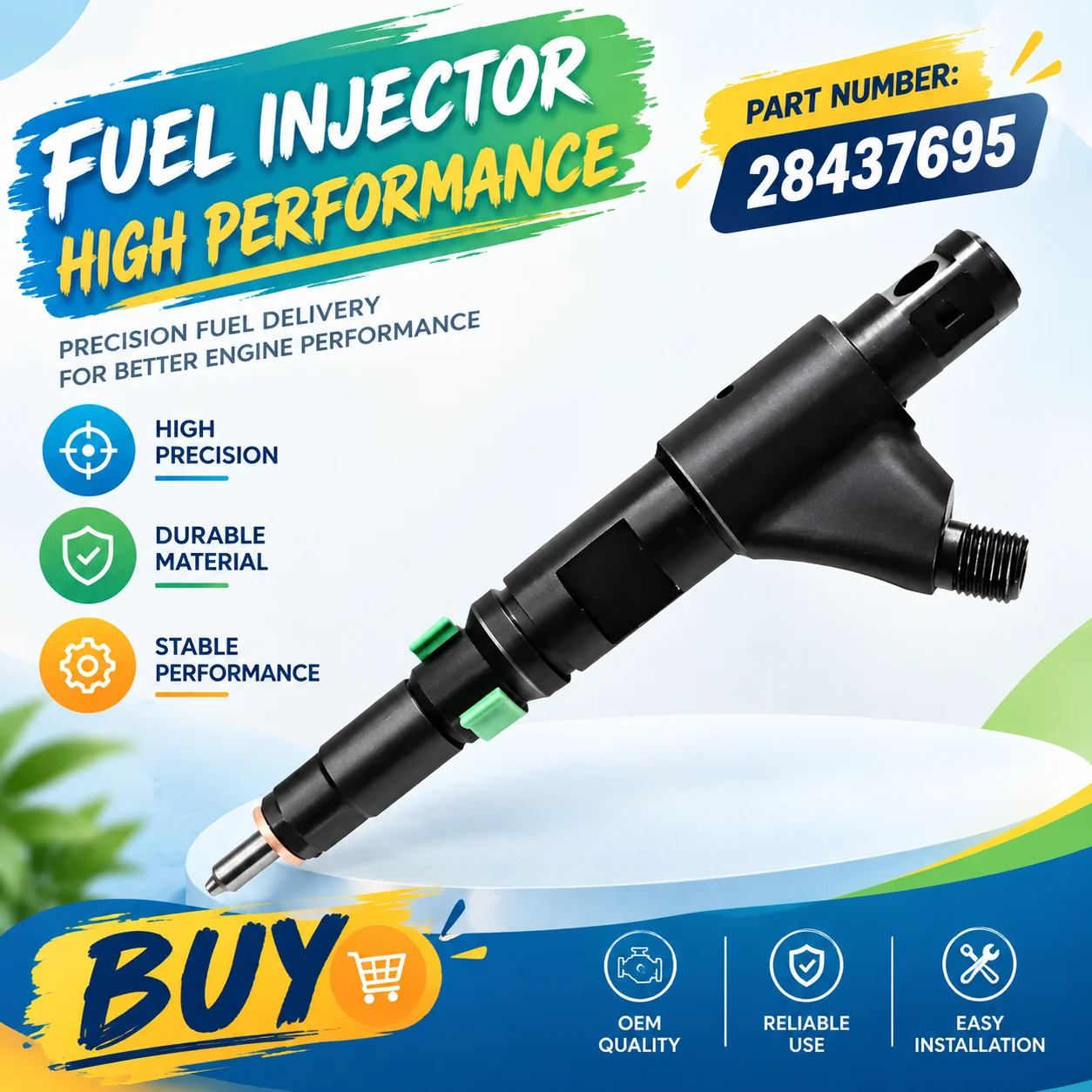 Common Rail Fuel Injector 28437695 For L281PBD Nozzle,Euro Ⅳ Diesel Injection Part For Consistent Fuel Atomization.LI2430