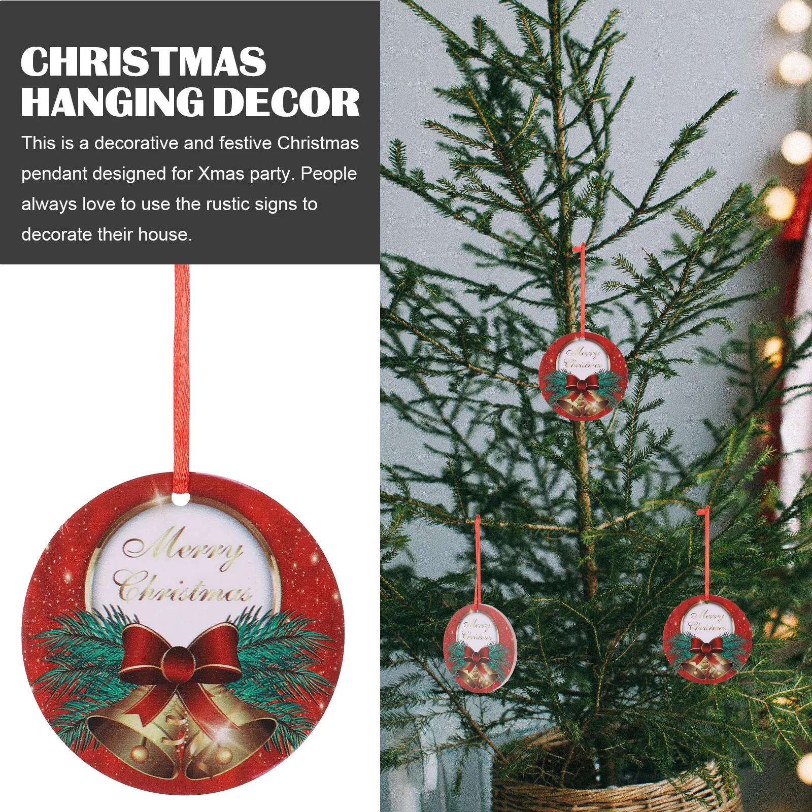 

Rustic Merry Christmas Double-Sided Hanging Pendant Xmas Tree Front Door Holiday Decor Rustic Christmas Decor Xmas Hanging Sign