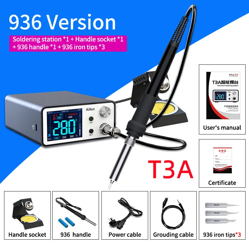 AIXUN T3A Intelligent Soldering Station With T12/T245/936 Handle Welding For SMD&BGA Repair Fast Heating 200W Remote Upgrad