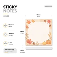 2pcs Autumn Sticky Notes, Fall Pumpkin & Maple Leaf Memo Pads, 100 Sheets Total, Removable Self-Adhesive Notes for Planner, To-D 2
