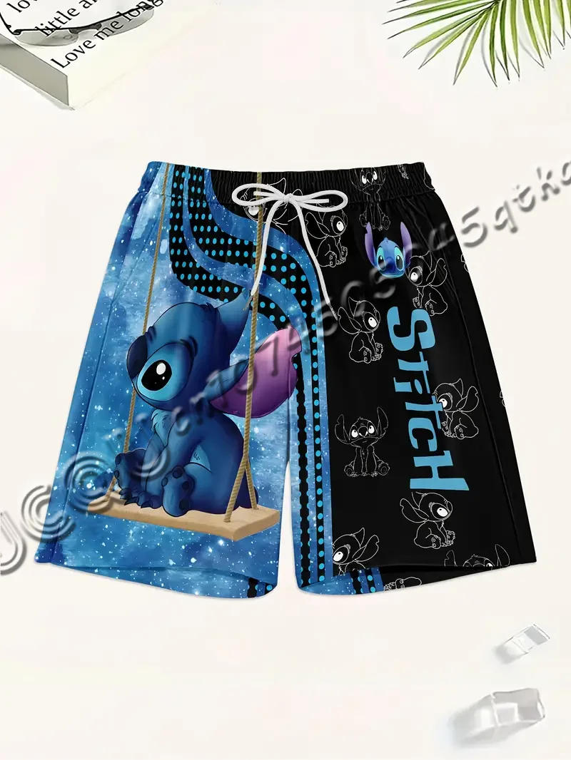 

Hawaii Women's Stitch Print Sport Shorts Summer Casual Drawstring Waist Shorts Outdoor Men's Running Sportwear Shorts