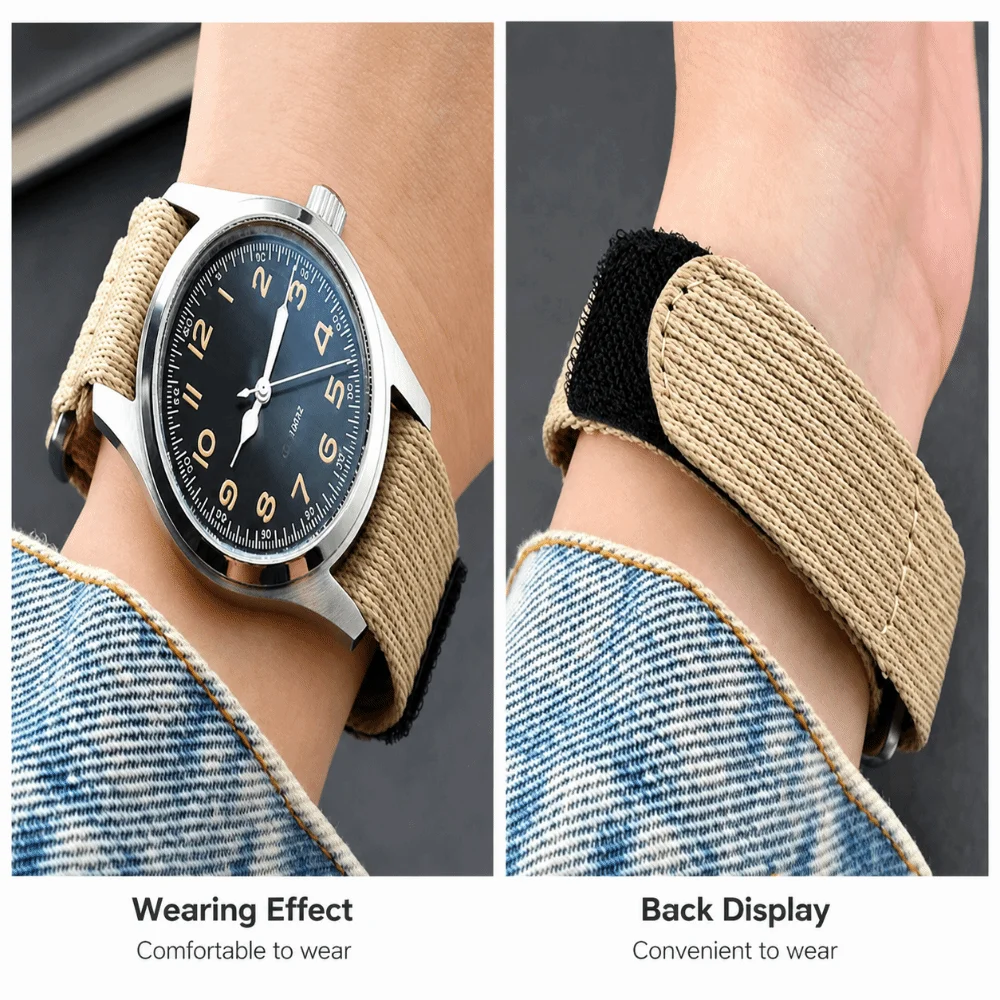20mm 22mm Universal Nylon Watch Strap Hook Loop Fastener Quick Slip Through Hook Loop Watch Band Nylon Adjustable