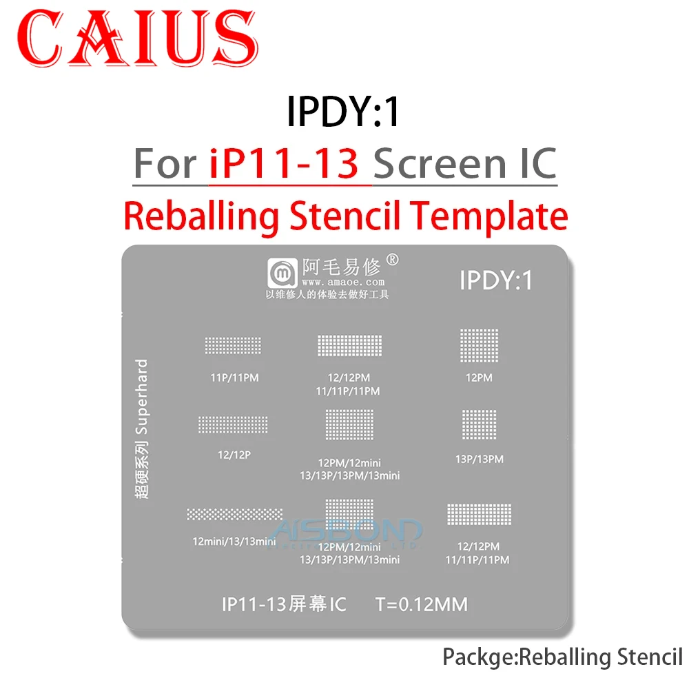 Amaoe IPDY1 BGA Reballing Stencil Template per IPhone 11 12 13 Pro Max Mini 11Pro 12Pro 13Pro Max schermo LCD IC strumento di riparazione