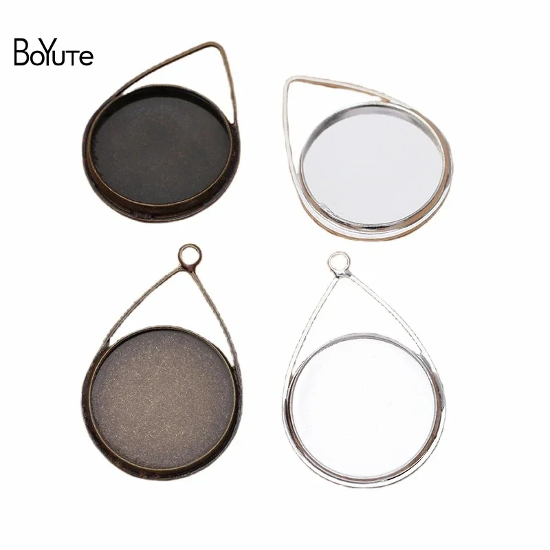 

BoYuTe Custom Made (100 Pieces/Lot) Metal Brass Water Drop Blank Pendant with 20MM Cabochon Base Tray DIY Jewelry Materials