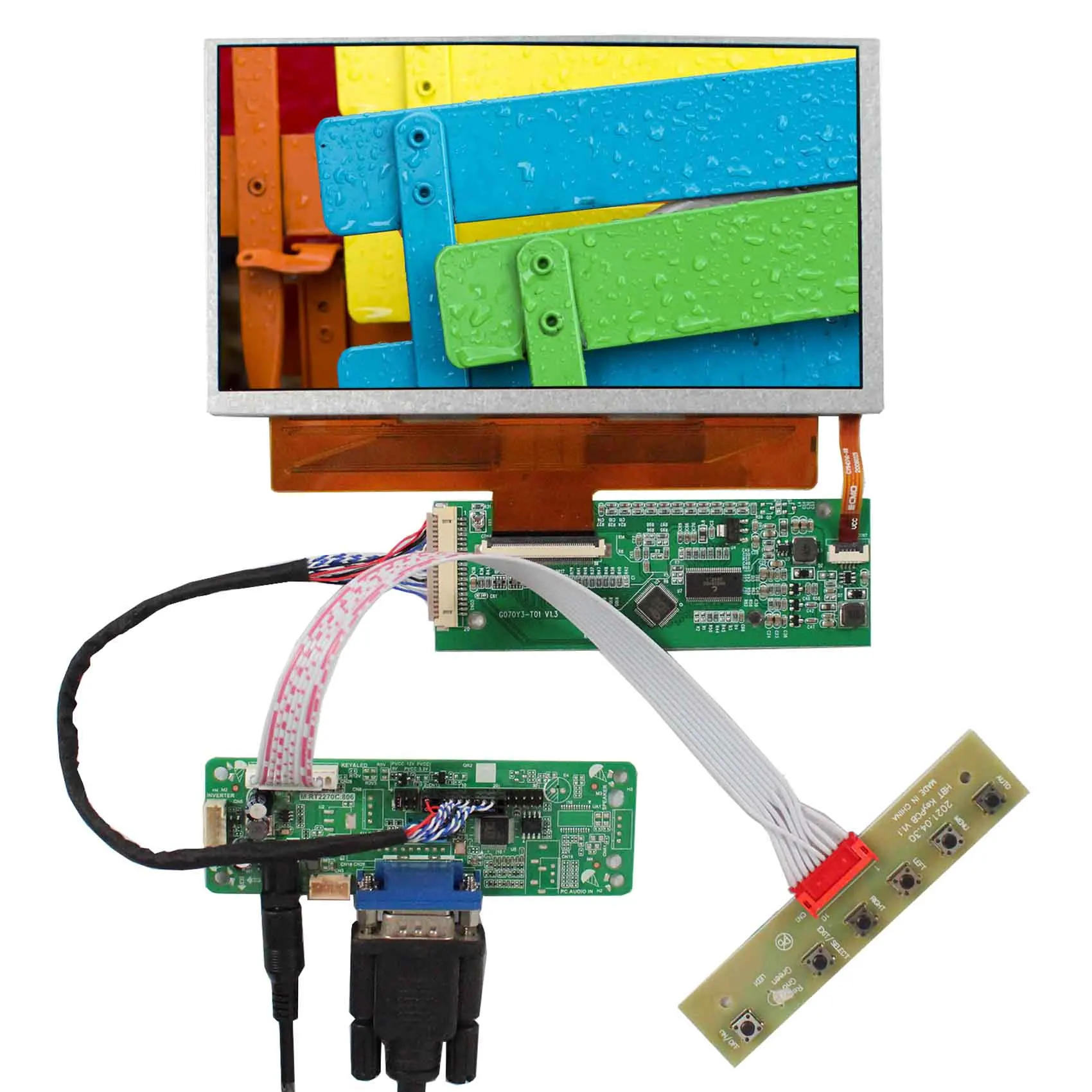 

VGA LCD Controller Board And 7" G070Y3-T01 800X480 600nit Industrial LCD Screen