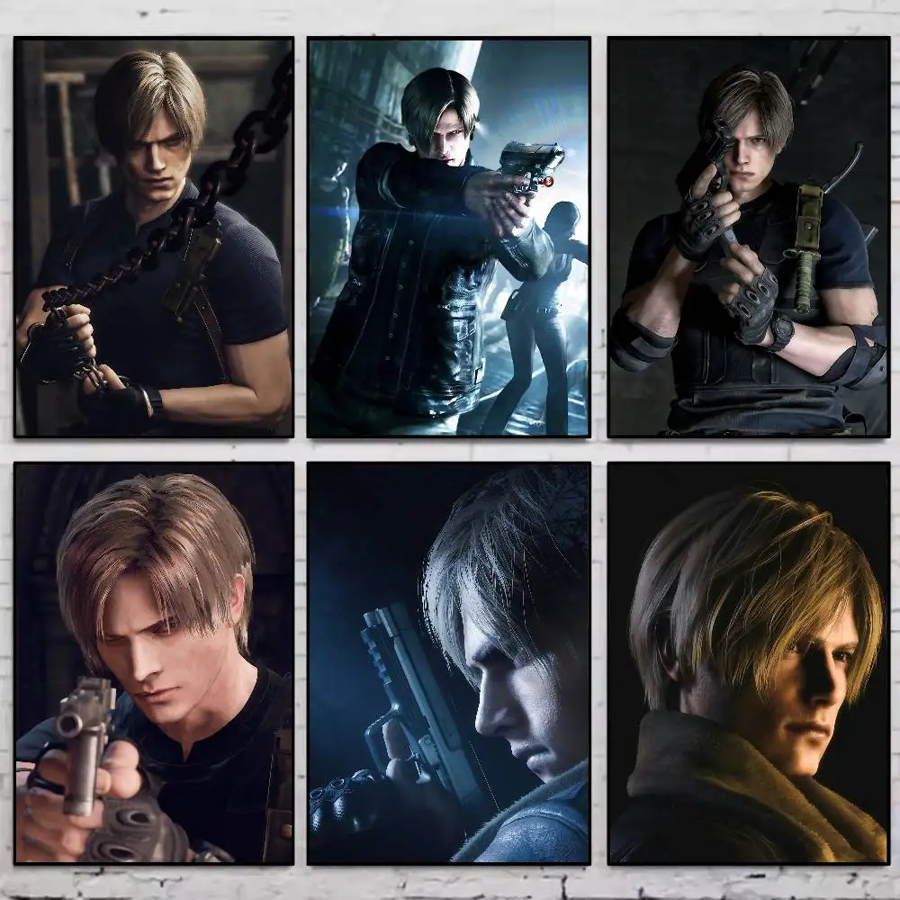 Juego r-residente Leon Kennedy malvado póster galería impresiones autoadhesivas decoración del hogar calcomanías de pared pegatina para el salón