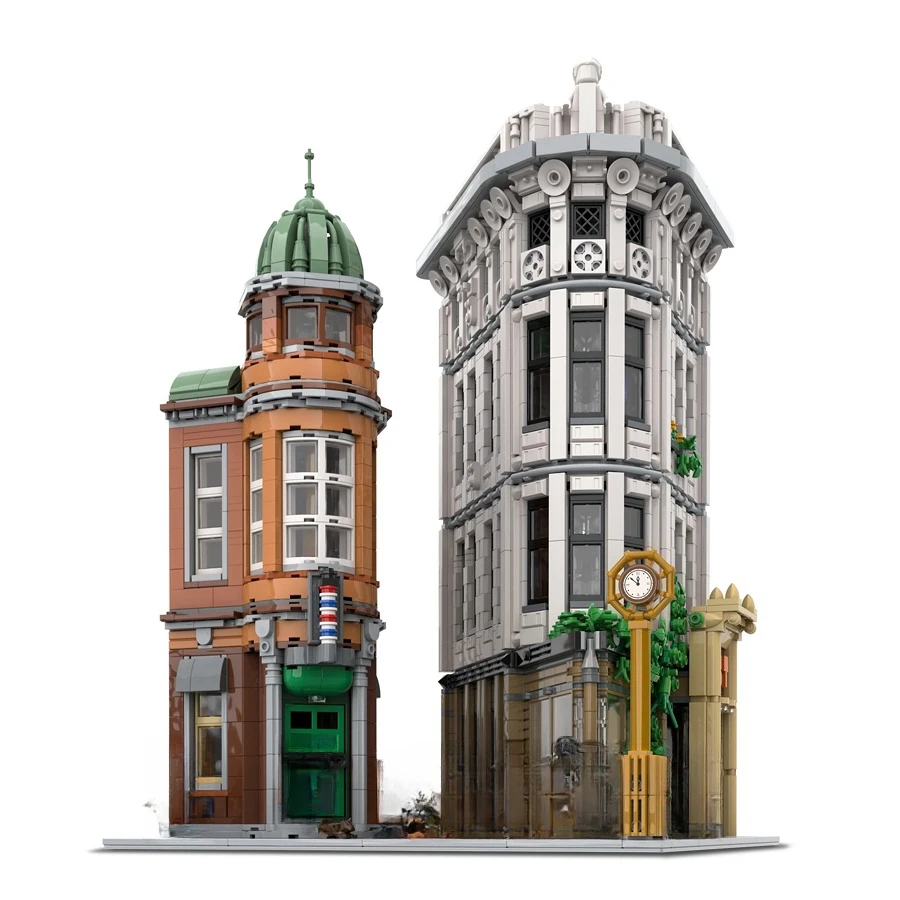 Street View Model MOC Building Bricks Barber Shops Publishing Houses Modular Technology Gift Holiday Assemble Children Toys Suit