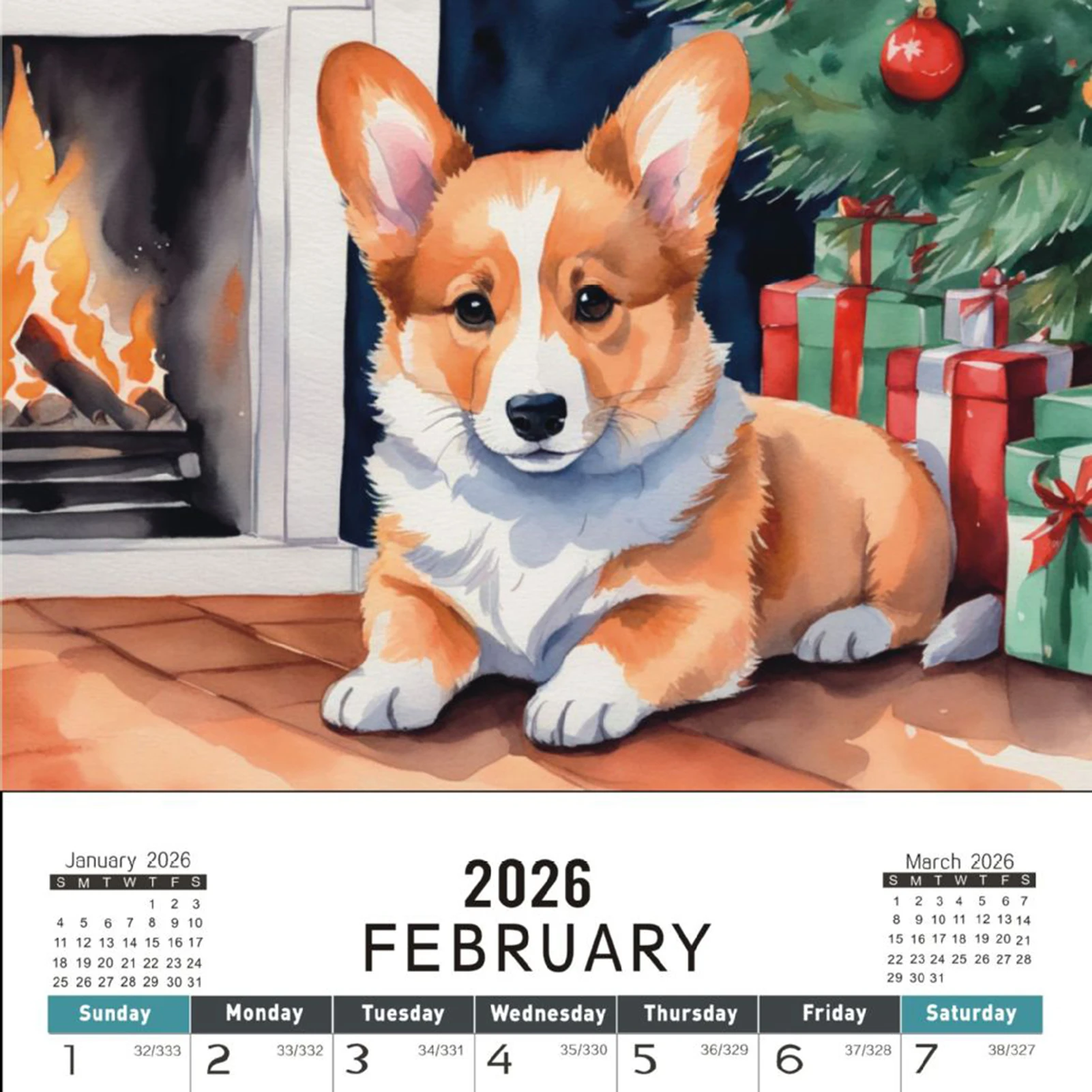 2026 Corgi Snow Day Calendar H - Home Office Holidays 2026 review and price