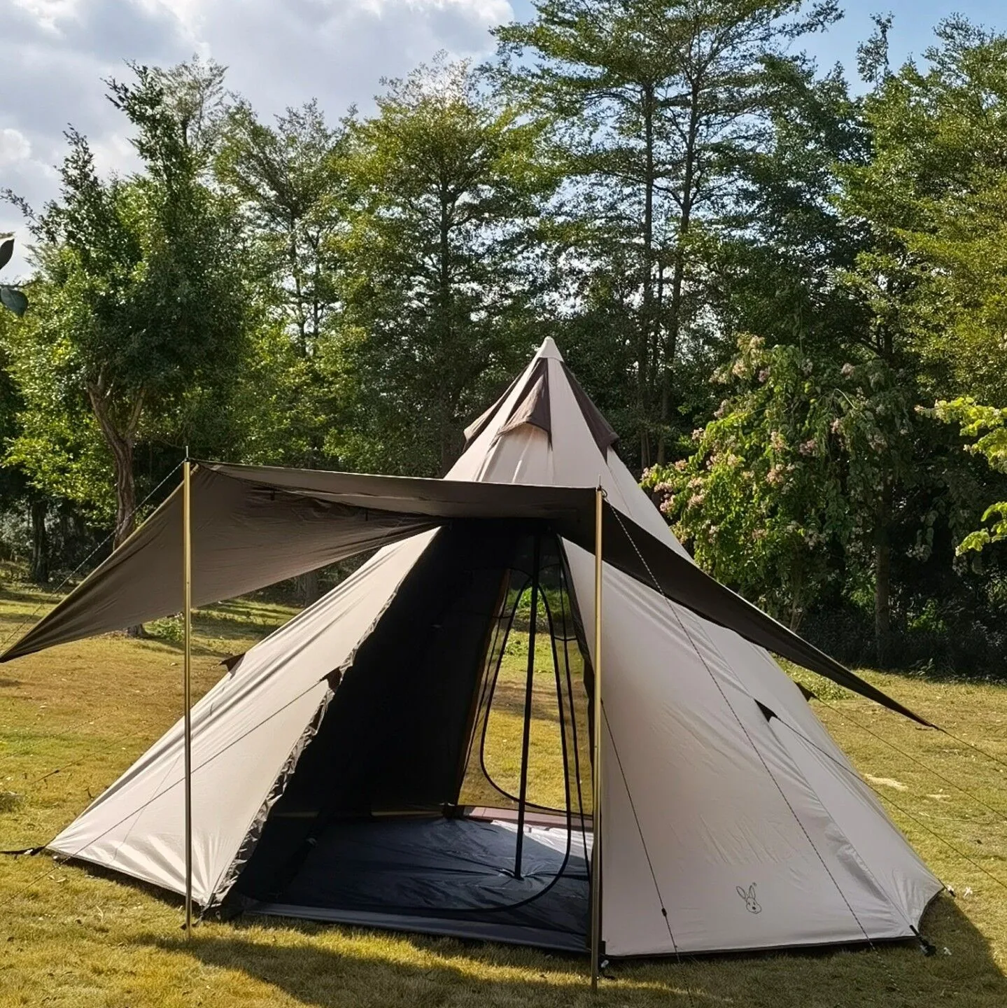 Outdoor Tent Plus Thick Vinyl Indian Pyramid Camping Camping Double Stormproof Octagonal Double Doors with Flanks