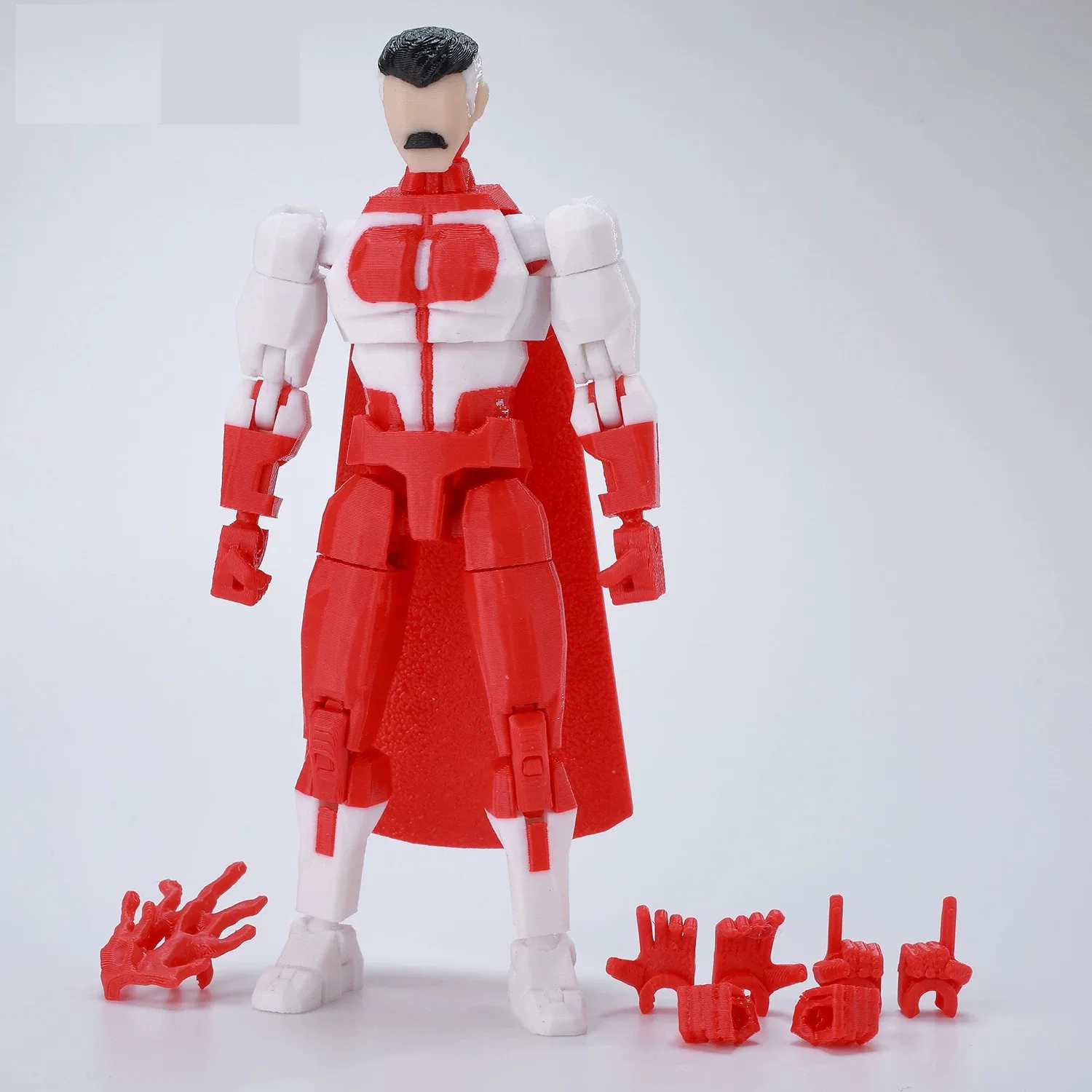 3D-gedruckte, mehrfach bewegliche Puppe, Spielzeugfigur Invincible Young Hero 2.0, blau-schwarzes Modell, fertige Dekoration – Detail 7