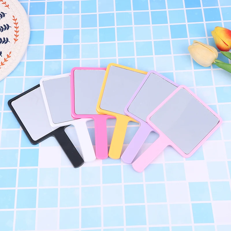 1PC specchio per il trucco portatile in vetro di plastica per l'estensione delle ciglia specchio per il trucco quadrato con manico specchi compatti per salone SPA