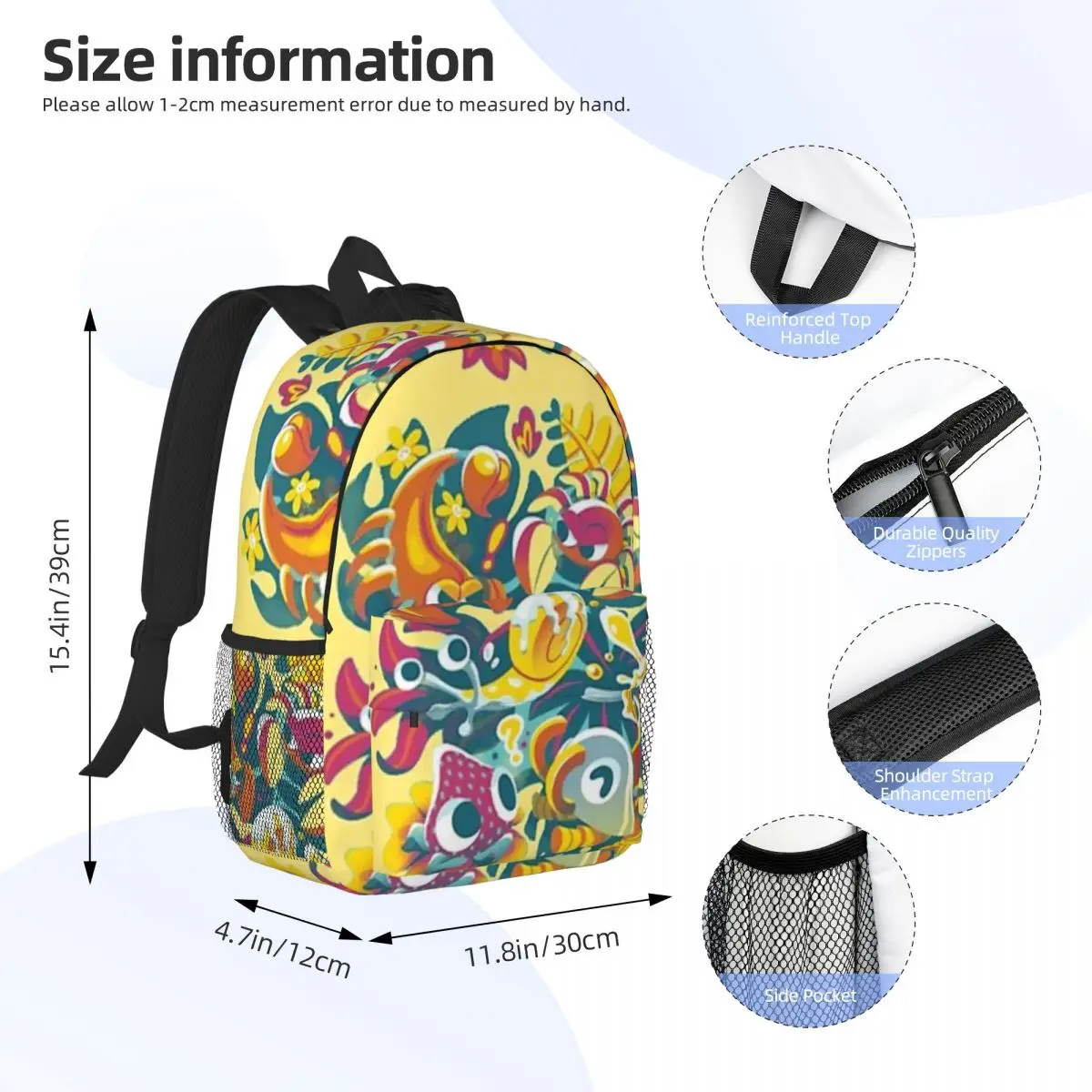 Bugsnaks Creatures Bookbag Zaino Bugs Personaggi per ragazze Ragazzi Zaino per studenti di grande capacità