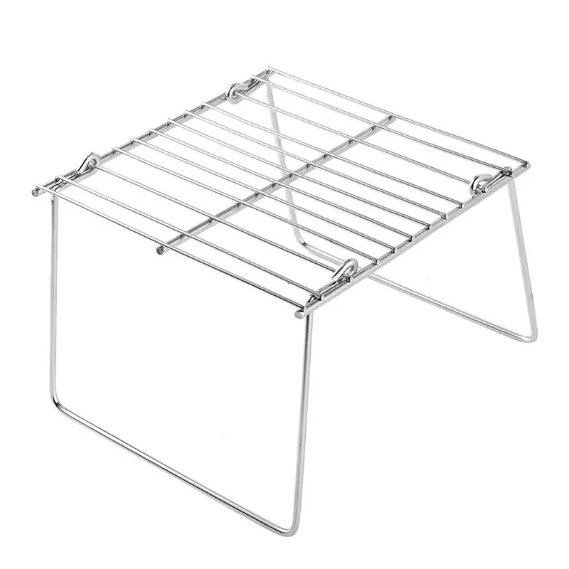 Stainless Steel BBQ Rack Mini Foldable Barbecue Charcoal Grill Simple Barbecue Rack Outdoor Barbecue Hanging Camping